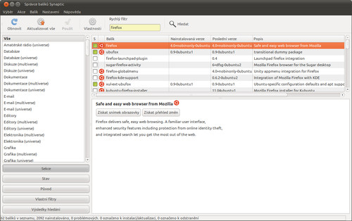 Takto vypadá Synaptic v Ubuntu 11.04. V příští verzi už ho nenajdete