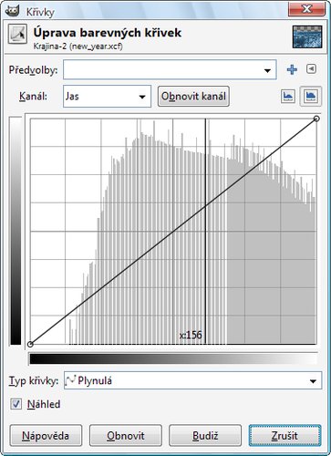 Histogram obarvené vrstvy Krajina