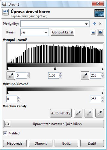 Úrovně slouží – podobně jako Křivky – k tonálním úpravám v obrázku