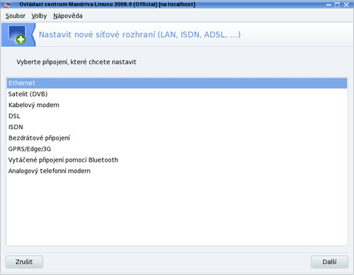 Nastavení sítí v Mandriva Linuxu 2009