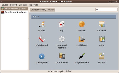 První verze Centra softwaru v Ubuntu 9.10 Karmic Koala
