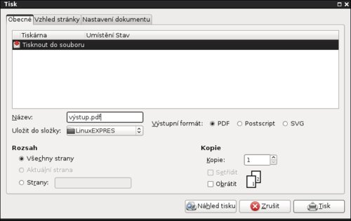 Tisk do PDF souboru je samozřejmostí, Adobe Acrobat tedy v Linuxu vůbec nepotřebujete