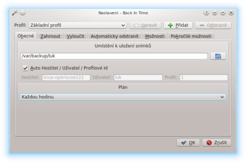 Zálohovací nástroj Back In Time – nastavení