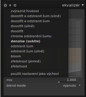 Předvolby modulu ekvalizer
