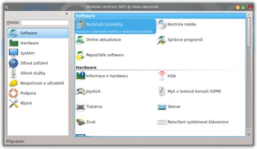 Konfigurační program YaST v distribuci openSUSE