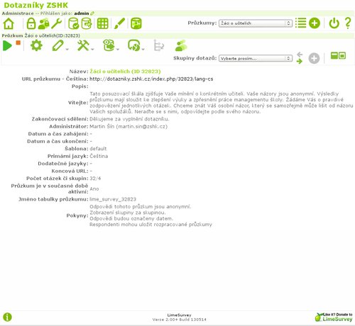 Správa dotazníků v LimeSurvey
