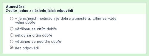 Příklad otázky s jednou možností výběru