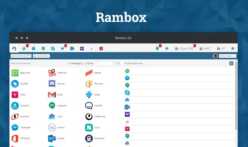 Aplikace Rambox (zdroj: OMG! Ubuntu!)