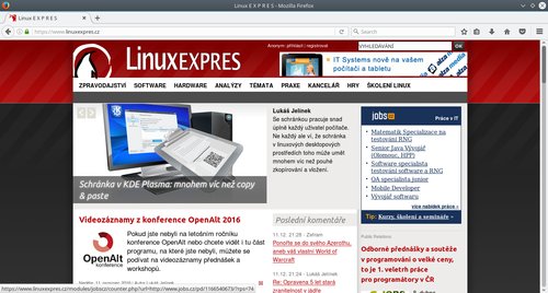 LinuxEXPRES otevřený ve Firefoxu v KDE neon