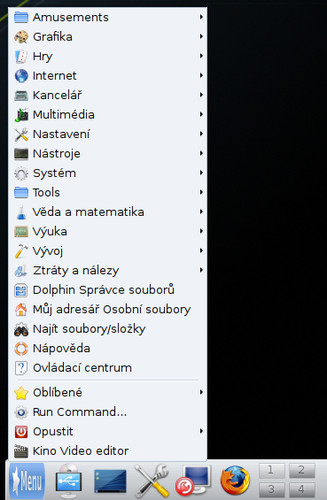 Hlavní nabídka Mandriva Linuxu v KDE4