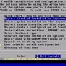 Po nabehnutí FreeBSD z inštalačného CD/DVD uvidí užívateľ takéto okno