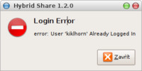 Pokud používáte účet na serveru hybrid-share.sf.net, po znovuspuštění ukončeného programu se nelze několik minut přihlásit