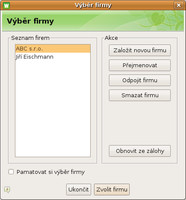 Dialog pro volbu firmy