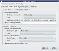 Stejně nastavené adresáře ve volbě Spravování identit