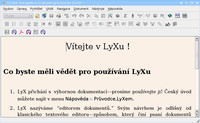 Program LyX ihned po spuštění