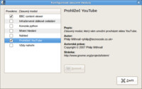 Dostupné pluginy, např. přehrávání videa z YouTube.com