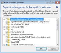 Okno ovládacího panelu Funkce systému Windows