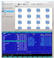 Konsole jako součást okna souborového správce