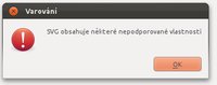 Varování před nepodporovanými vlastnostmi SVG