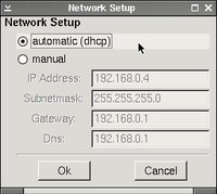 Nastavení sítě - je libo DHCP, nebo nastavit ručně?